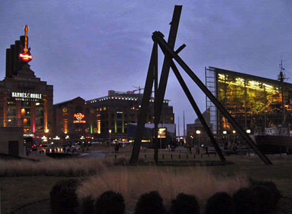 The Inner Harbor neighborhood is centered on a tourism-friendly plaza that surrounds part of the harbor.