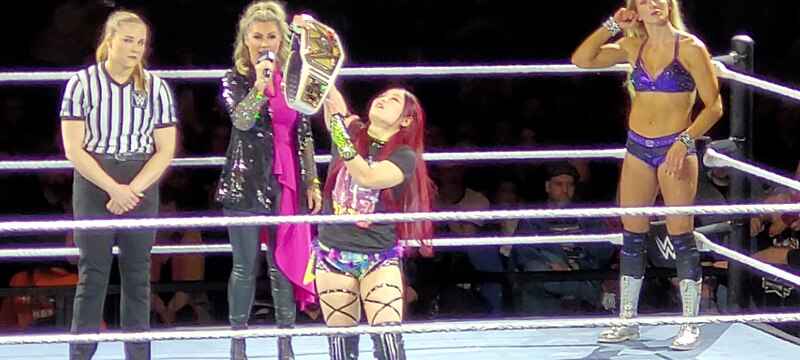 File:Iyo Sky holding the WWE Women's Championship in Nottingham, UK.jpg