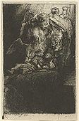 Jacob's Ladder label QS:Len,"Jacob's Ladder" label QS:Lnl,"Jacobs ladder" . 1655. etching print and burin on drypoint print. 11.4 × 7.5 cm (4.4 × 2.9 in). Various collections.