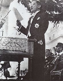 Jose P. Laurel giving a speech after his inauguration as President of the Second Philippine Republic Jose P. Laurel giving a speech.jpg