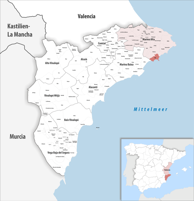 Kommunens läge i provinsen Alicante