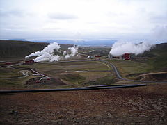 Krafla Power Plant and some boreholes