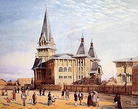 A. N. Benois.  Iglesia luterana de Santa María en el lado de Petersburgo;  vista de perspectiva.  1881