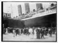 LUSITANIA - arriving in New York City; close-up of starboard side at dock; crowd Broad category or subject- Ships.on dock), Photo Bain Coll. - Bain LCCN2014680081.tif
