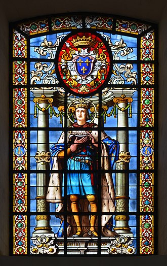 Stained glass window (1880) depicting Louis IX of France in La Rochelle Cathedral - Charente-Maritime, France.