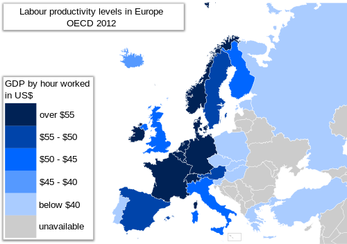 The labour productivity level of Luxembourg is one of the highest in Europe. OECD, 2012.