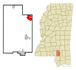 Lamar County Mississippi Incorporated and Unincorporated areas West Hattiesburg Highlighted.svg