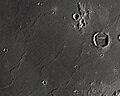 English: Lassell lunar crater as seen from Earth with satellite craters labeled