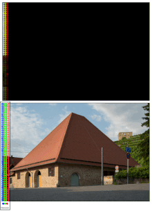 Operating principle of a color line scan camera with moving sensor Line scanning animation.gif