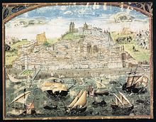 The oldest known panorama of Lisbon (1500-1510) from the Cronica de Dom Afonso Henriques by Duarte Galvao Lisboa 1500-1510.jpg