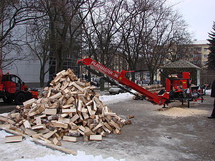 A firewood processor in Russia