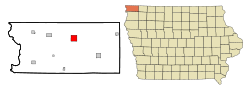 Lyon County Iowa Incorporated and Unincorporated areas Rock Rapids Highlighted.svg