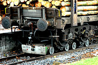 Timber wagon on rollbocks
