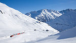 Glacier Express to Zermatt on the rack rail section just before Oberalp Passhöhe