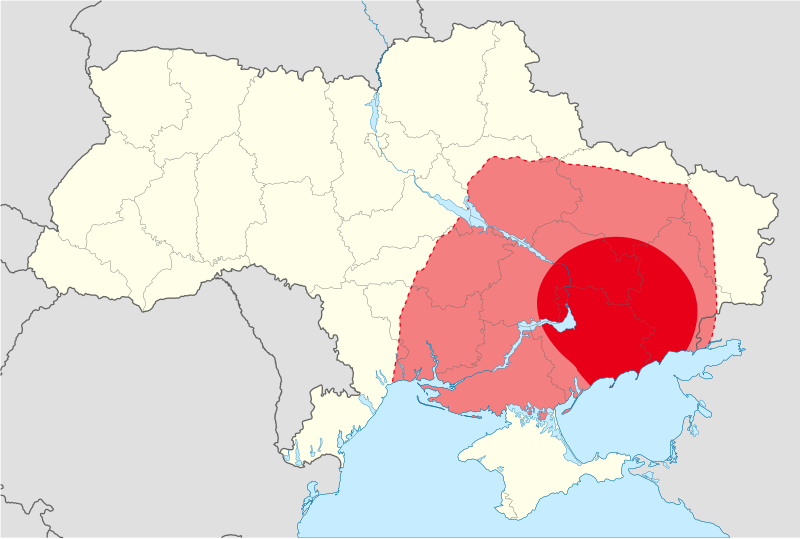 Territorio Libre de Ucrania, controlado por el Ejército Negro: en rojo oscuro las zonas que controlaban en su totalidad, en rojo claro las zonas donde mantenían posiciones. Autor: Thespoondragon, 13/11/2018. Fuente: Wikimedia Commons / CC BY-SA 4.0