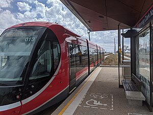 Manning Clark North light rail stop, Canberra, looking west, November 2019.jpg