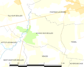 Mapa obce Juvigny-sur-Seulles