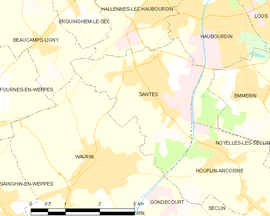 Mapa obce Santes