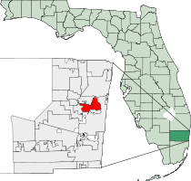 Расположение Окленд-Парка в округе Бровард, Флорида 