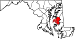 Mapa de Maryland con la ubicación del condado de Talbot