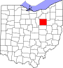 Map of Ohio highlighting Wayne County.svg