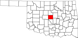 map of Oklahoma highlighting Oklahoma County