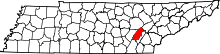 Harta e Rhea County në Tennessee