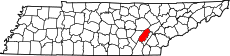 Map of Tennessee highlighting Rhea County.svg