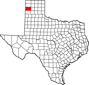Map of Texas highlighting Oldham County
