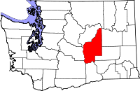 Map of Vašington highlighting Grant County