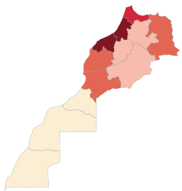 Kaart van de pandemie van het coronavirus in 2020 in Morocco.svg