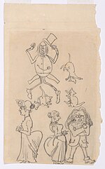 Thumbnail for File:Matejko, Jan (1838-1893)-Caricature-A man tilting his top hat, jumping over a cat; humorous sketches of two cats; two women and a man-MNK IX-2736-The National Museum in Krakow.jpg