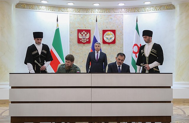 Yevkurov and Chechen leader Ramzan Kadyrov in September 2018