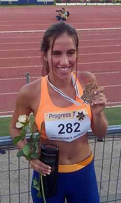 מאיה אביעזר, באליפות ישראל באתלטיקה קלה 2 ביולי 2015.