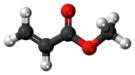 Ball-and-stick model of the methyl acrylate molecule