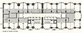 Detail of south building floor plan. Shaded area indicates drop ceiling for mechanical chases in non-public anterooms. Drawing by Neal Vogel.