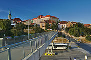 Čeština: Most přes koleje u nádraží, Uherský Brod, okres Uherské Hradiště
