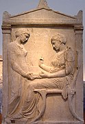 Stèle funéraire attique d'Hègèsô, attribuée à Callimaque. Musée national archéologique d'Athènes.