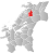 Overhalla markert med rødt på fylkeskartet