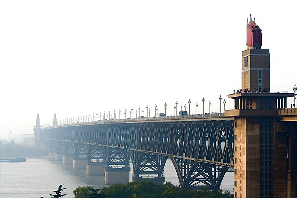 The Nanjing Yangtze River Bridge, an important part of the railway, was opened for traffic in 1968