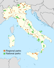 National and regional parks in Italy National and Regional Parks of Italy.svg