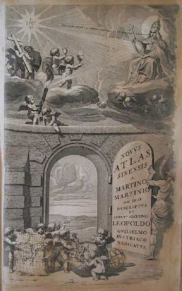 Frontpage of Novus Atlas sinensis, by Martino Martini, Amsterdam, 1655.