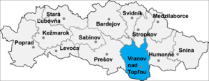 Район Вранов-над-Топлёу на карте
