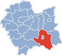 Localização do powiat na Pequena Polônia