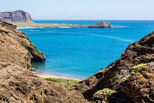 Site No. 1, the Galapagos Islands, had its boundaries extended in 2001 and 2003, and was included on the danger list from 2007 to 2010. Paisaje en Punta Pitt, isla de San Cristobal, islas Galapagos, Ecuador, 2015-07-24, DD 75.JPG