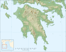 Apidima Mağarası'nın yerini gösteren harita