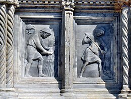 Kašna v Perugii (detail: červenec)
