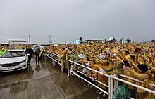 Pope Francis blesses the crowd after the mass near the Tacloban Airport on January 17, 2015, enroute to Palo, Leyte to visit families of Typhoon Yolanda victims.