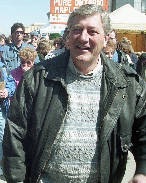Premier Harris at a pancake festival, 1996