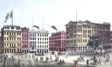 The Sun's new office on Printing House Square in the 1860s Printing House Square, New York City.png